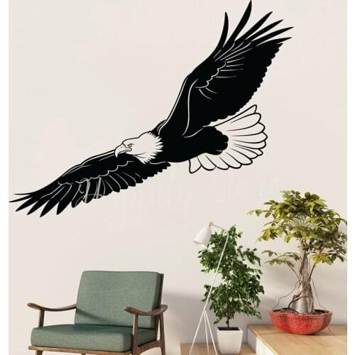 Bald Eagle Wall Decals Living Room Flying Eagle Vinyl Wall Nature Animal Wildlife Stickers Bird Bedroom Nursery Mural Decor P509
