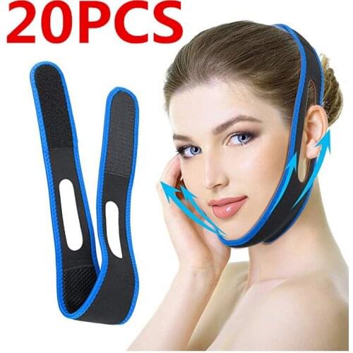 20 PCS V Face Lift Up Belt Sleeping Sliming Face Mask Massage Shaper Band Facial Night Mask Bandage Double Chin Skin Tight