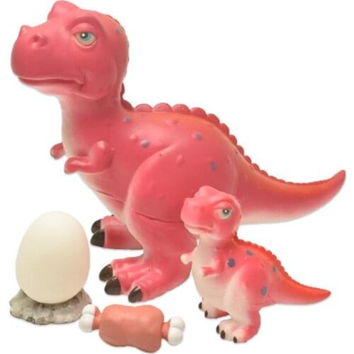 Soft rubber dinosaur toy child mother dinosaur simulation tyrannosaurus pterosaur model cartoon dinosaur mother and child set