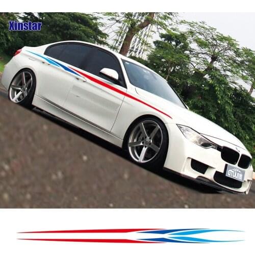 2pcs M Power Performance Car Side Strip Sticker For BMW E38 E39 E46 E60 E61 E64 E70 E71 E85 E87 E90 E83 F10 F20 F21 F30 F35 E30