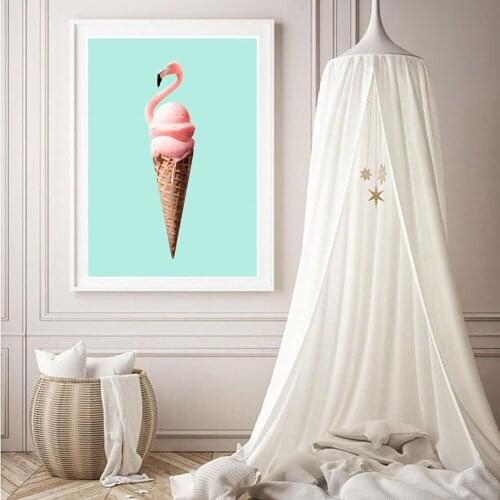 Canvas Painting Nordic Style Flamingo Ice Cream Posters HD Print Modern Wall Art Pictures Modular For Living Room Home Decor