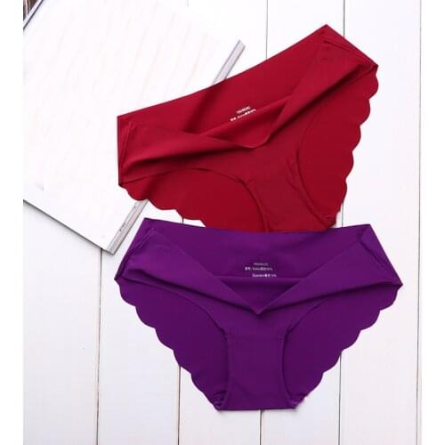 Sexy Womens Underwear Female 3 Pcs Lot Panites Ice Silk Seamless Panties For Women One-piece Lingerie Ladies Briefs Solid Panti