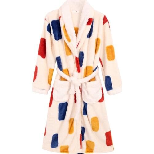 Coral Fleece Nightgown Women Winter Flannel Plus Velvet Warmth Princess Long Sweet Bathrobe Spring Autumn Pajamas 71b