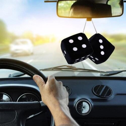 New 2Pcs/Pair Fuzzy Dice Dots Rear View Mirror Hanger Decoration Car Styling Accessories Hanging Suspension Ornaments Desk Home