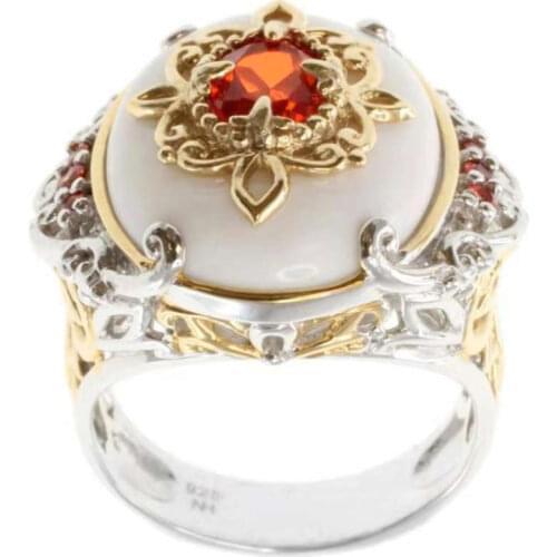 2020 New Luxury Moonstone Ring Red Zircon Silver Rings For Women Fashion Jewelry Engagement Anel Party Wedding Statement Anillos