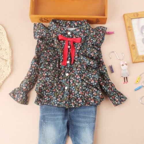 Toddler gir fall clothes 2020 cotton child shirts for teenage girls blouse children clothes cute bow floral blouse kids blusas