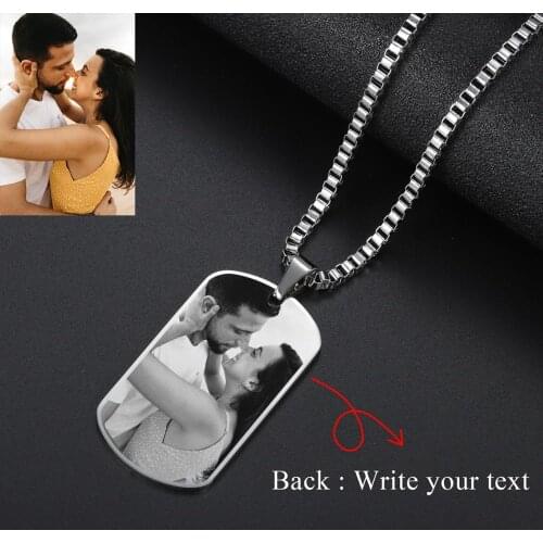 3 Colors Stainless Steel Custom Engraved Necklace Army Tag Pendants Double Side DIY Personalized ID Memorial Photo Jewelrys