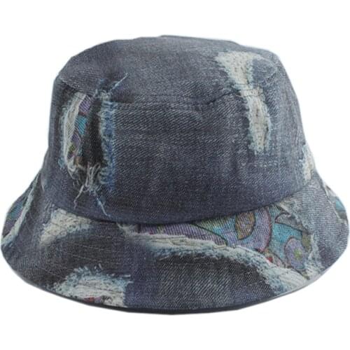 New Foldable Fisherman Hat Vintage Washed Denim Cotton Bucket Hats Fashion Bob Caps Hip Hop Gorros Men Women Panama Bucket Cap