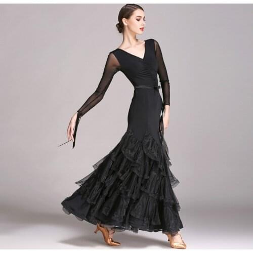 Ballroom Dance Dress Woman Modern Waltz Tango Dance Exercise Costume Standard Ballroom Dress