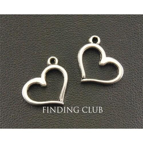30pcs Silver Color A Simple Heart Charm DIY Jewellery Pendant For Bracelet Necklace 13x16mm A1327