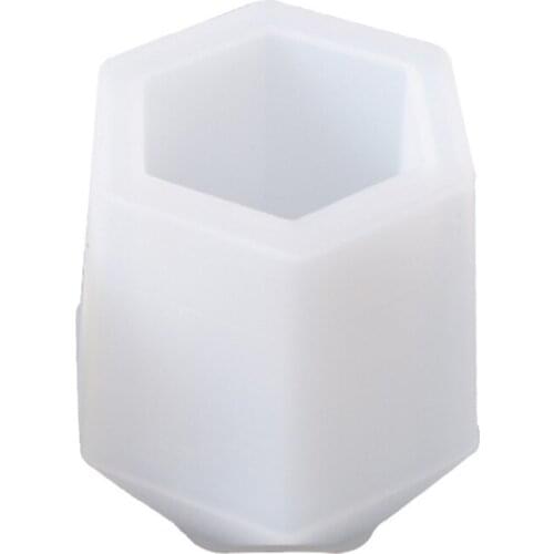 Crystal Epoxy Resin Mold Hexagon Pen Holder Silicone Mould DIY Crafts Storage Container Making Tool