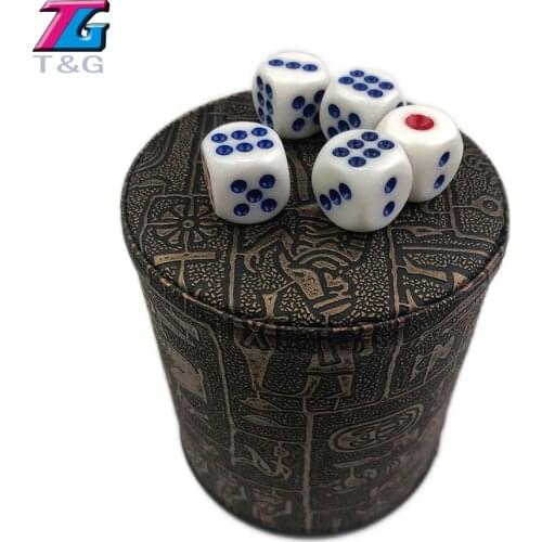 T&G High Quality PU/Black/Gold Leather Dice Cup Precision Gambling Game Drinking