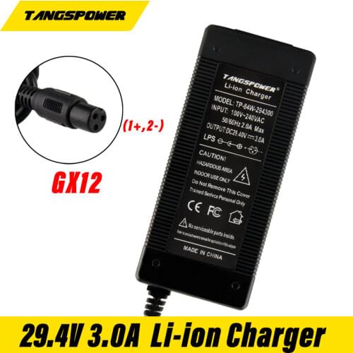 29.4v3a lithium battery charger 7 Series 29.4V 3A charger for 24V battery pack electric bike lithium battery charger 3-Pin GX12