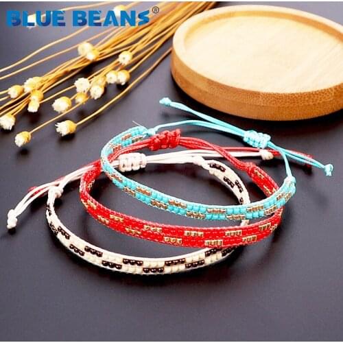 2020 Bohemian Bracelets Women Beads Bracelet Red Bracelet Crystal Boho Rope Bracelet Girls Friendship Rainbow Adjustable Gifts