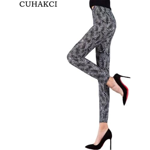 CUHAKCI High Waist Pants Floral Printed Fitness Leggings Women Exercise Female Elastic Leggins Push Up Trousers