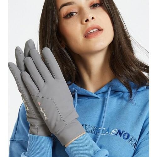 Women Winter Keep Warm Soft Touch Screen Thin Cotton Driving Gloves Female Waterproof Cloth Letter Sport Cycling Mittens I20