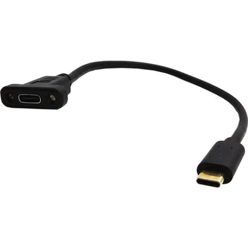 USB-C USB 3.1 Type C Male to Female Extension Data Cable with Panel Mount Screw Hole Length: 20cm Type C connector is the new