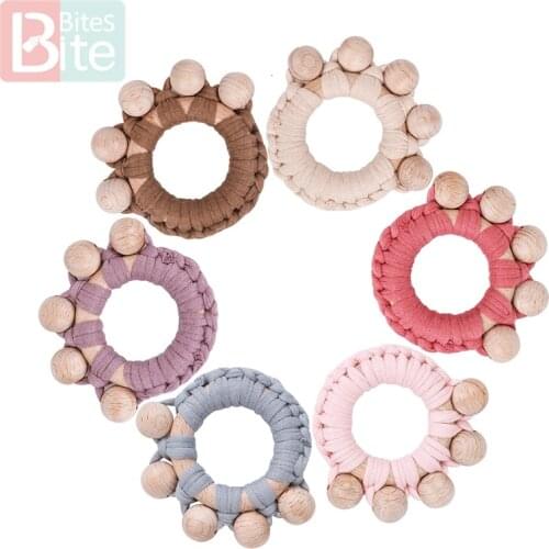 1pc Baby Wooden Teether Ring Toys Rattle Wooden Blank Bead Beech Roden Chew Teething Wooden Ring ChildrenS Goods Nurse Gift Toy