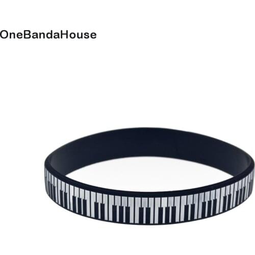 1PC Piano Keys Silicone Bracelet Engraved and Filled in Color for Music Concert