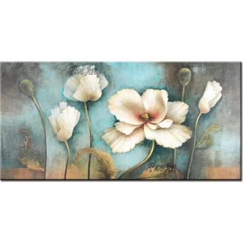 100% Hand-painted Abstract Lotus Flowers Paintings Canvas Wall Decor Artwork Unframed Hot Selling Flower Oil Painting Pictures