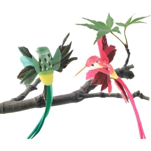 12PCS Gardening Art False Birds Decors Simulated Birds Decorative Hummingbird Fancy Dress Decoration Props Fake Bird Toys