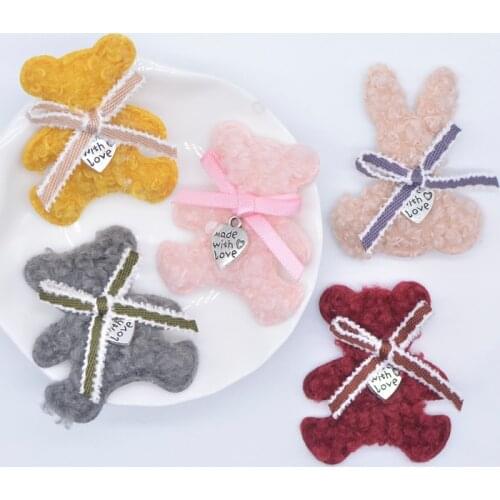 20Pcs Padded Bear Rabbit With Tie Appliques for Handmade Clothes Hat Leggings Sewing Patches DIY Headwear Decor Accessories N35