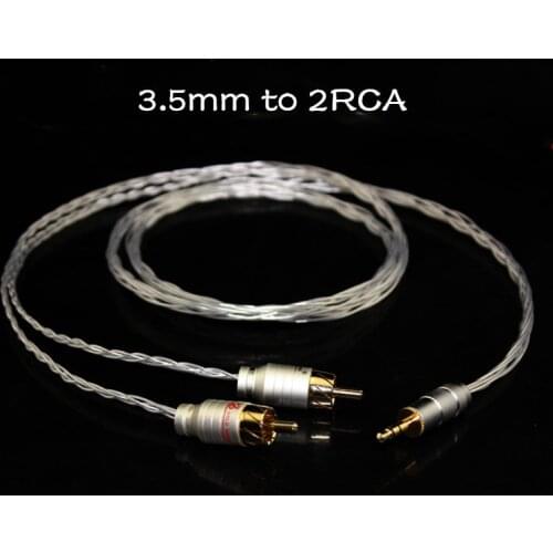3.5mm to 2 RCA one to two audio cable silver-plated 3.5mm to 2rca line computer speaker cable
