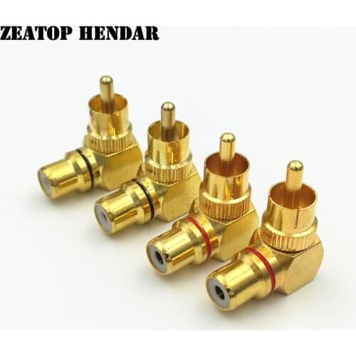 50Pcs Brass RCA Right Angle Jack Plug Adapters M/F RCA Male to Female 90 Degree Connector Gold plated