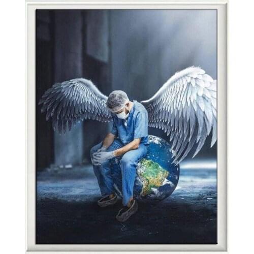 5d Diamond Painting Full Drill Round Doctor Angel Saves Life Diamond Mosaic Art Diamond Embroidery Earth Picture Wall Decor