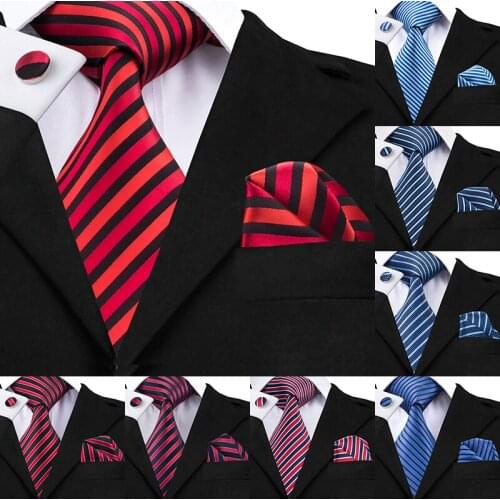 8 Styles Classic Striped Luxury Brand 100% Silk Ties for Men Red Blue Business Party Wedding Tie Set High Quality Hi-Tie