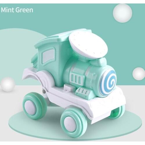 Car Toys Cartoon Bright Color Mini Press Train Infant Toys 360 Degree Rolling Inertia Car Toys For Kids Children Birthday Gift