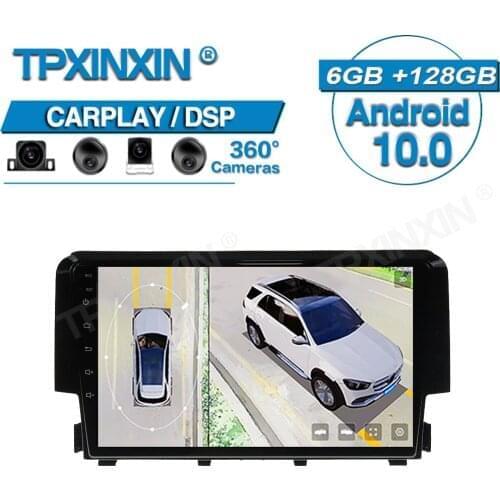 Car Radio 360 HD Android10 For Honda Civic 2016-2018 Auto Surround View Camera Car Multimedia Player Stereo Radio GPS Navigtion