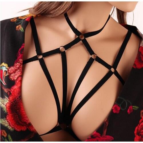Body Harness Bandage Girl Elastic Bra Straps Cross Bra Crop Top Hollow Out Unlined Bandage Bra Underwear C002