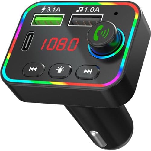 Bluetooth-compatible 5.0 Car FM Transmitter MP3 Player Wireless Handsfree Car Kit Receiver Adapter with PD USB Phone Charger