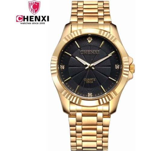 Top Quality Clock Fashion Men Luxury CHENXI Brand Gold Stainless Steel Quartz WristWatches Wholesale Golden Watch Man PENGNATATE