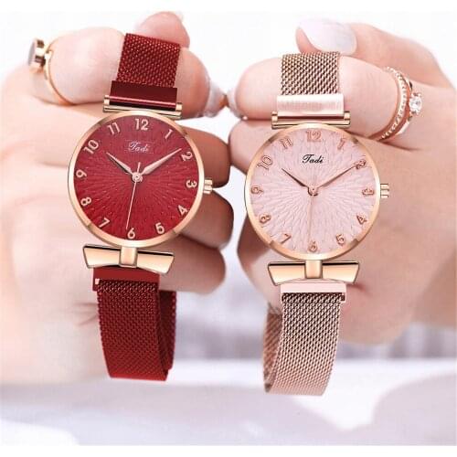 Tadi Brand Women Magnet Buckle Arabic Numbers Watches Ladies Luxury Quartz Analog Wristwatches Relogio Feminino For Gift Clock