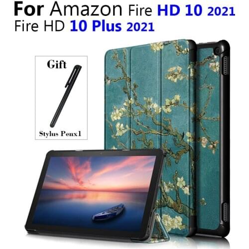Case Cover For Kin-dle Fire HD10/HD10 Plus 2021 10 inch Tablet Pc Stand Pu Leather Case Leather Shockproof