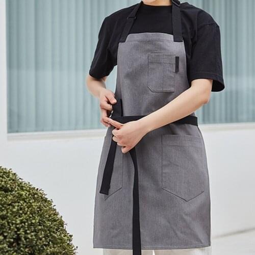Black Gray Denim Apron Cafe Barista Bartender Pastry Chef Uniform Florist Barber Painter Tattoo Artist Gardener Work Wear K32