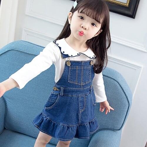 Baby Girl Dress 1-6T Toddler Children New Spring Girls Cute Denim Solid Color Sleeveless Irregular Hem Sweet Princess Bib Dress