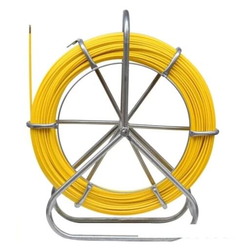Duct Rodder Fish Tape Continuous Fiberglass Wire Cable Running with Cage and Wheel Stand 6*50m/6*100m
