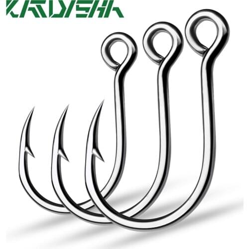 KATYUSHA 100pcs Single Fishing hooks 6-4-2-1-1/0-2/0-3/0 Big Eye Fishhooks High Carbon Steel Barbed Sharp Hooks for Lure Pesca
