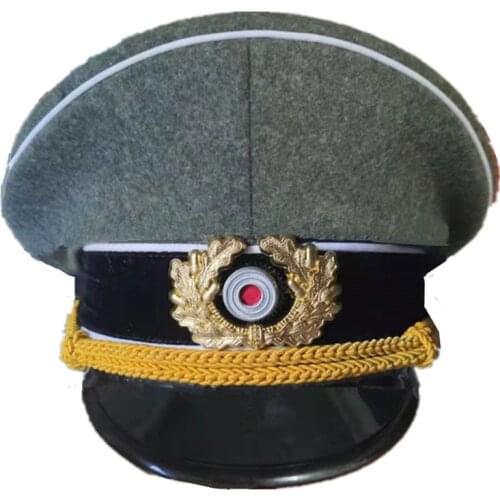 WWII German Army Field Marshals Officers Hat Top-grade Generals Grey Etiquette Cap For Film Or TV Show Collection Cosplay