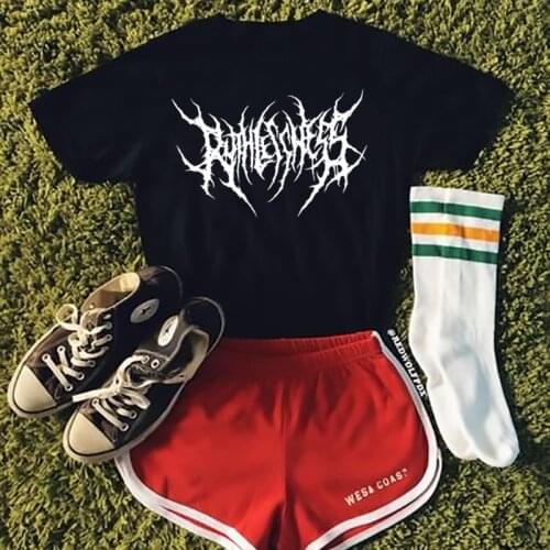 Kore tarzı mektubu baskı kpop punk vintage gotik yaz Harajuku gevşek tops y2k Hip Hop siyah kadın t-shirt üst kadın ropa mujer