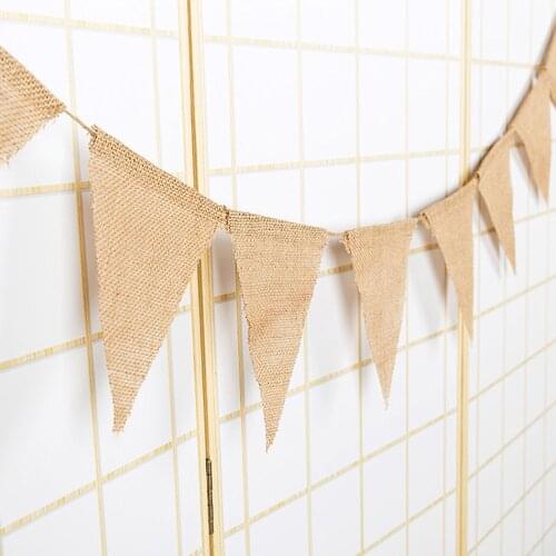 Brown Khaki Jute Burlap Banner Rustic Wedding Decoration Burlap Hanging Window Home Party Background DIY Decor Wall Hung