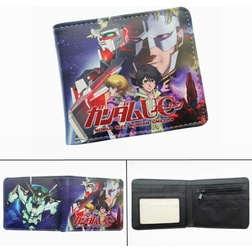 Anime Gundam PU Wallet Coin Pocket Student Bifold Photo Card Holder Leather Layers Boys Girls Short Cartoon Purses Otaku
