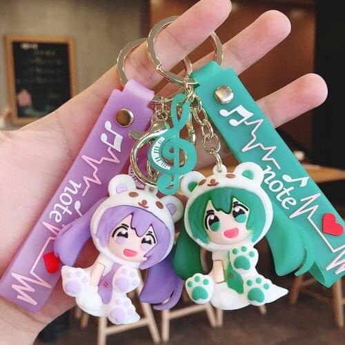 Creative Double Tail Girl Keychain Cartoon Epoxy Cute Girl Doll Key Chain Car Pendant Charm Key Ring Gift for Women Couple