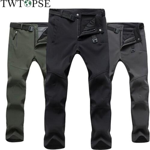 TWTOPSE Men Winter Cycling Pants Bike Bicycle Warm Fleece Water Resistant Windproof Sport Trousers Hiking Camping Skiing Pants