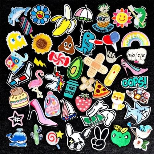 Clothing Patch Cartoon Embroidered Patches for Clothes Ironing Stickers Applique Sewing on jeans T-Shirt Cute Dinosaur Badge