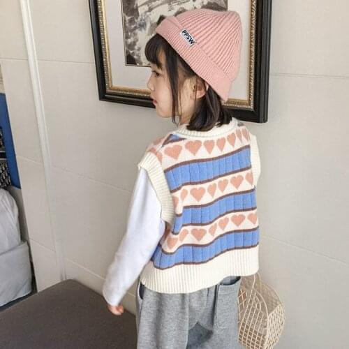 The new Korean version of childrens spring sweater vest tide girls knitted vest spring and autumn 2021 P4364