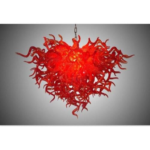 New Design Red Rattan LED Blown Glass Chandelier Lightings Art Store Decor